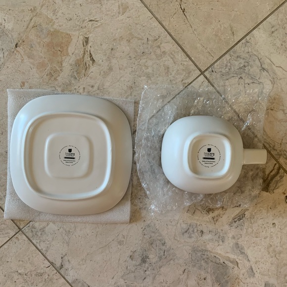 NWOT Ceramic Maker TEOCERA Coffee/Tea Mugs Set of 5 With Saucers Cups W/ Handle - Picture 4 of 6